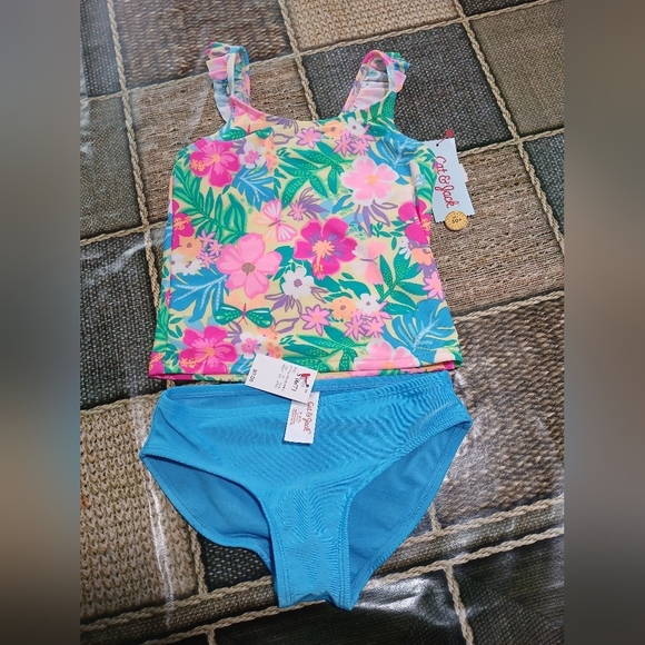 Cat & Jack Other - Floral Kids Swim Set by Cat & Jack - Multicolor and Blue